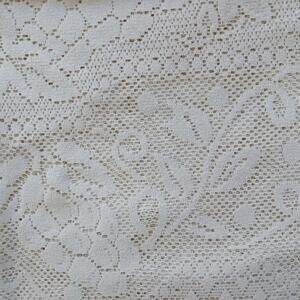 Artex Heritage Lace Tablecloth 96" x 60" ecru cream Vintage MCM polyester woven